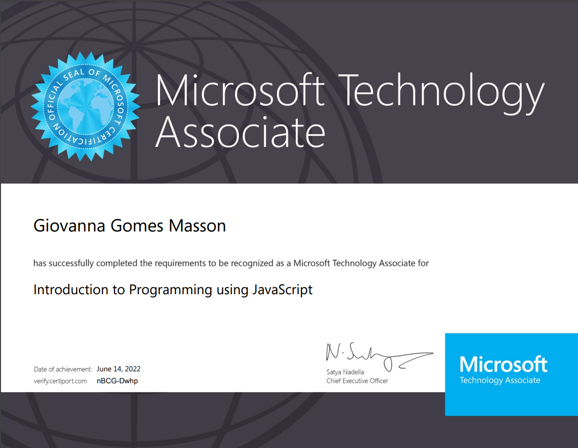 MTA Introduction to Programming using JavaScript Certification