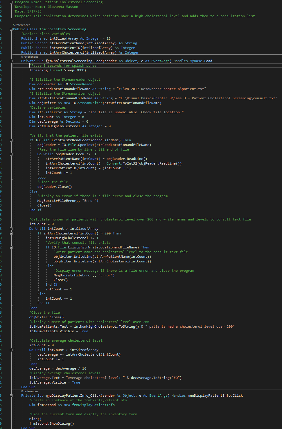 The code for the application